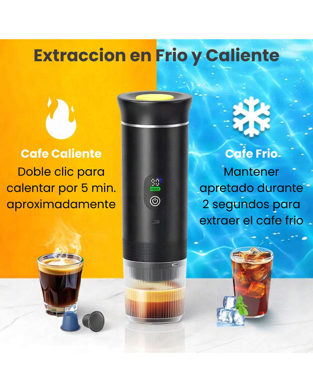 Cafetera espresso LED portátil 3 en 1 — PuntoClickPY Paraguay